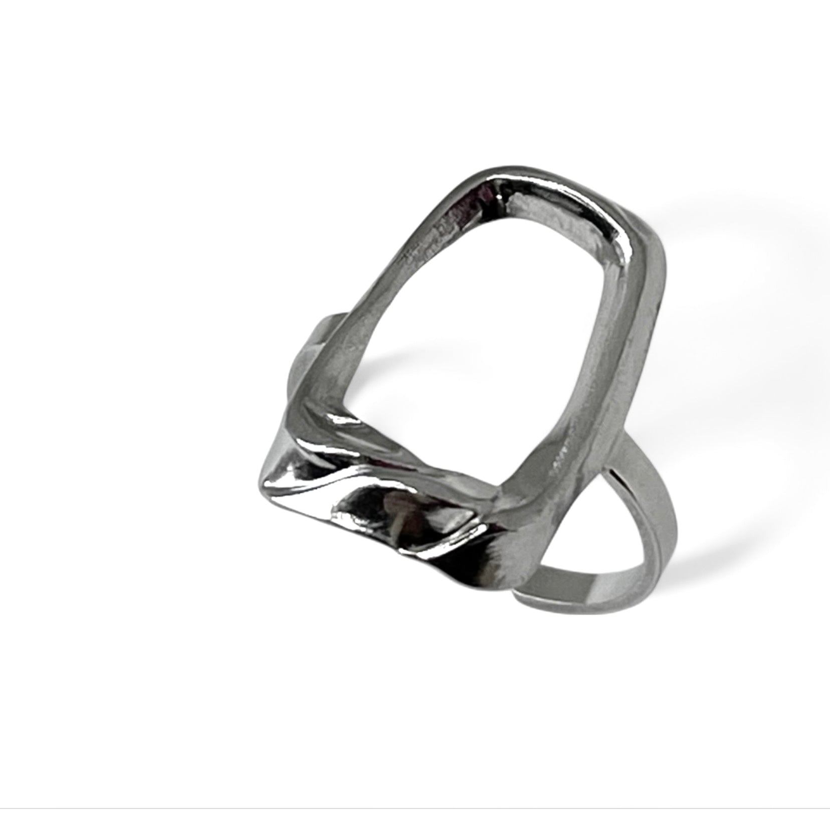 ANILLO RECTANGULO LARGO PLATEADO