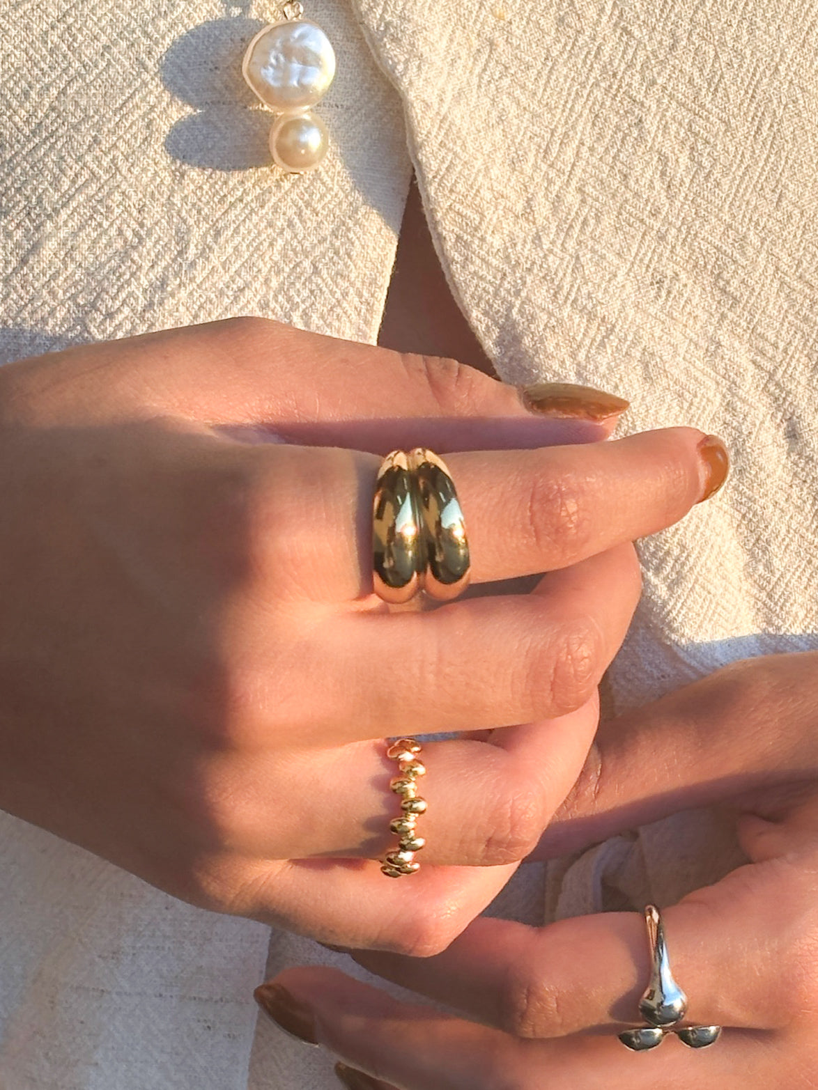 ANILLO DOBLE CHUNKY DORADO