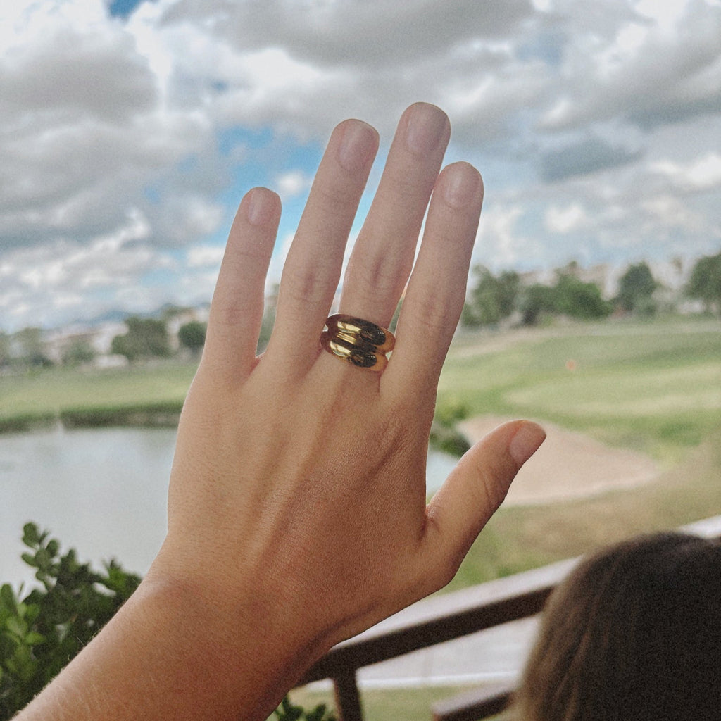 ANILLO DOBLE CHUNKY DORADO