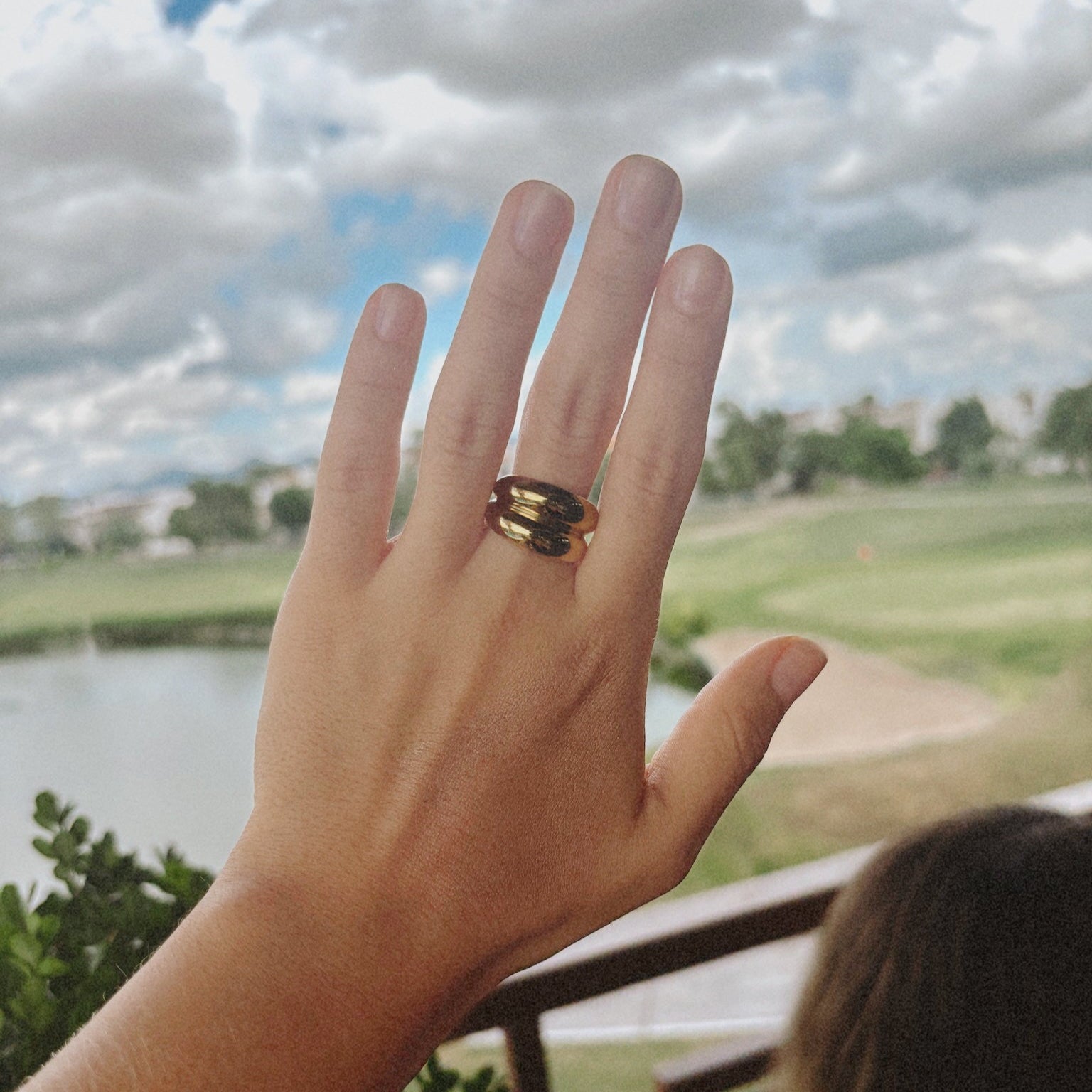 ANILLO DOBLE CHUNKY DORADO